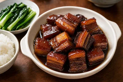 Shanghai Hong Shao Rou: How to Share Braised Pork Belly With Rice, Greens, and Lighter Sides