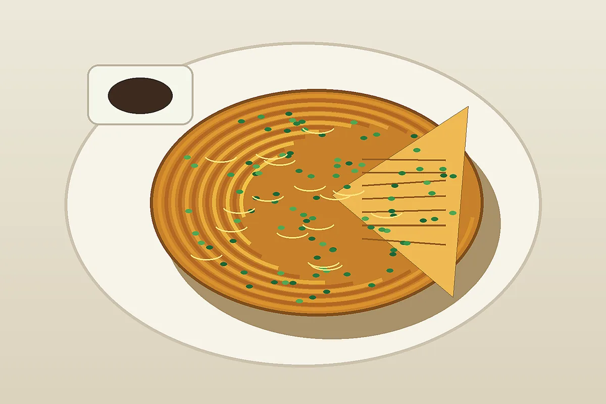 Shanghai scallion pancake served with dipping sauce as a breakfast snack