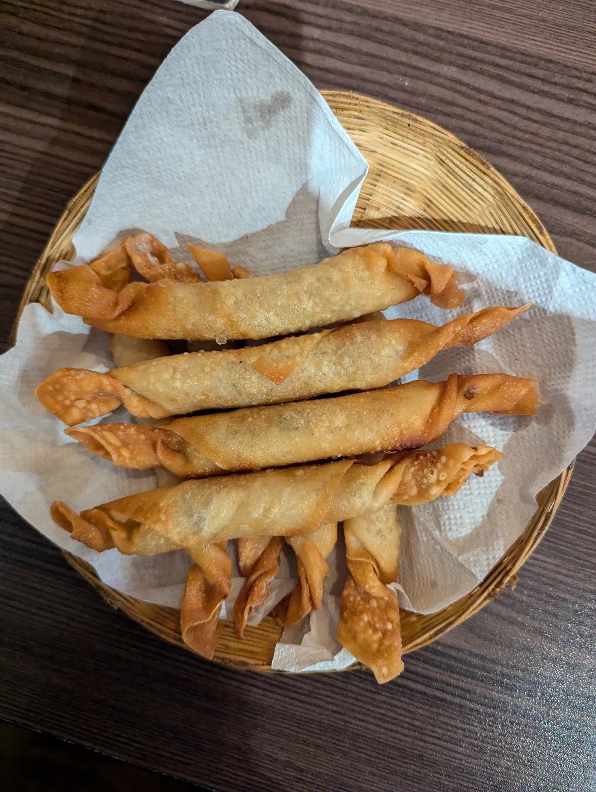 Large wontons served as a warm soup meal
