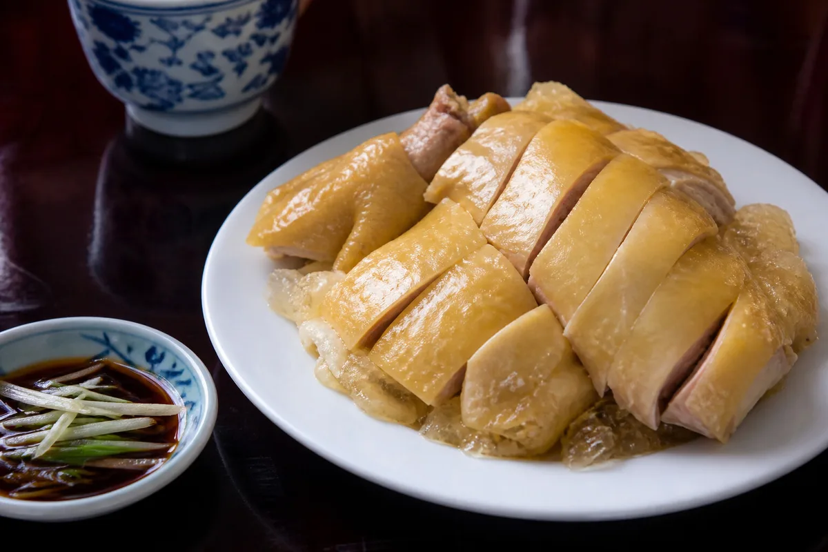 Shanghai sliced cold chicken with scallion oil and soy dipping sauce